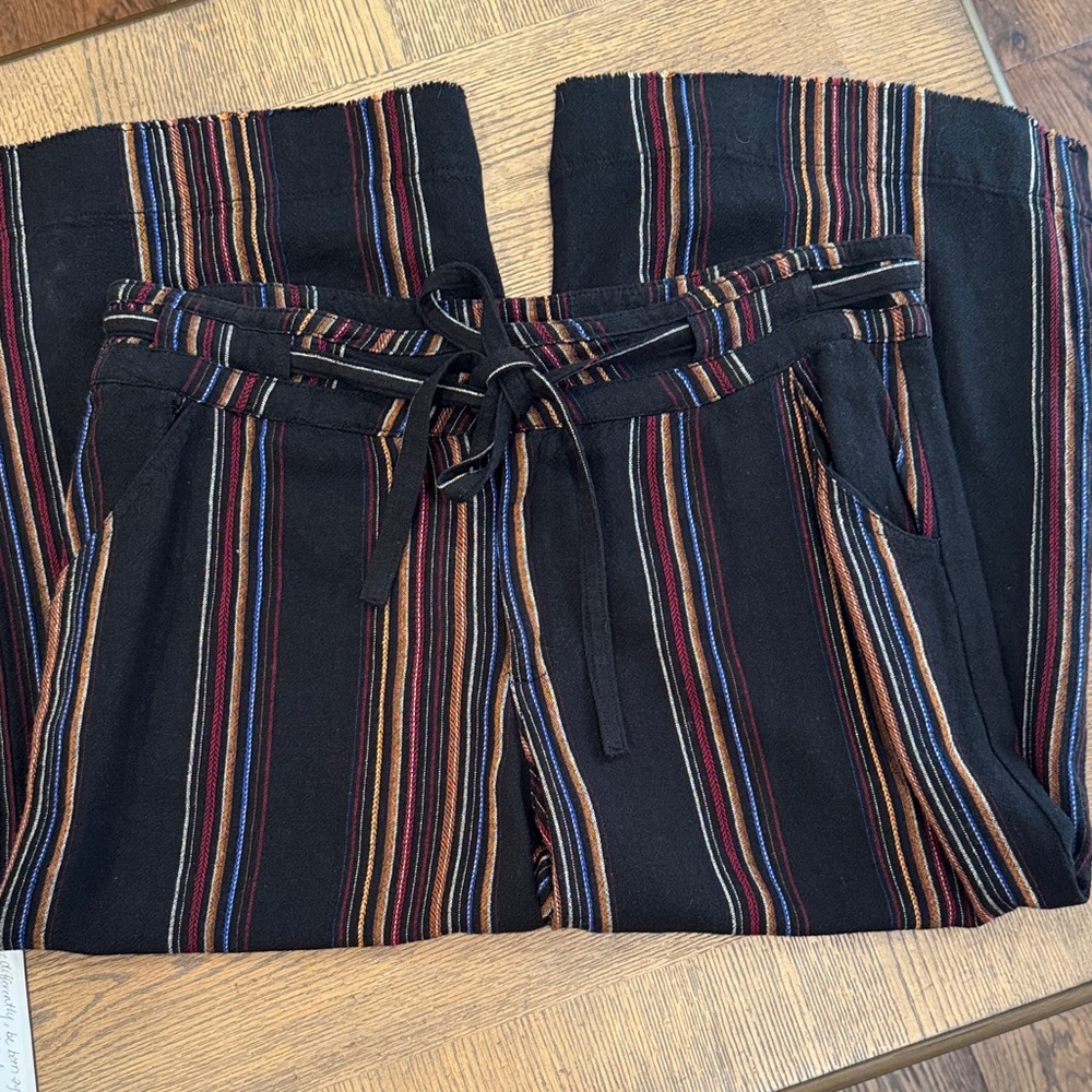 Democracy Cropped Black Pants with Colorful Stripes